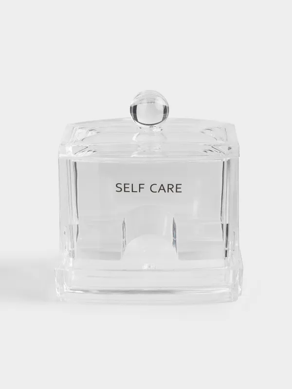 Cotton swabs container, 9x10 cm, with lid, plastic, Basic font, image-0