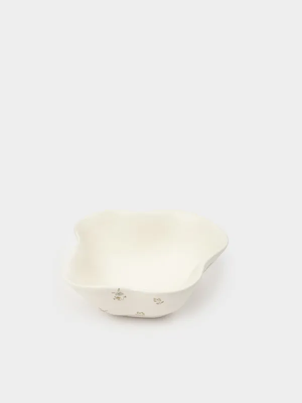 Salad bowl, 15x6 cm, 330 ml, ceramic, milky, Vintage flowers, La flore, image-1