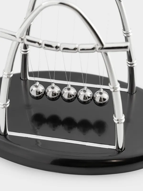 Anti-stress pendulum, 18х15 cm, plastic / steel, black, Newton's Cradle, Collection, image-4