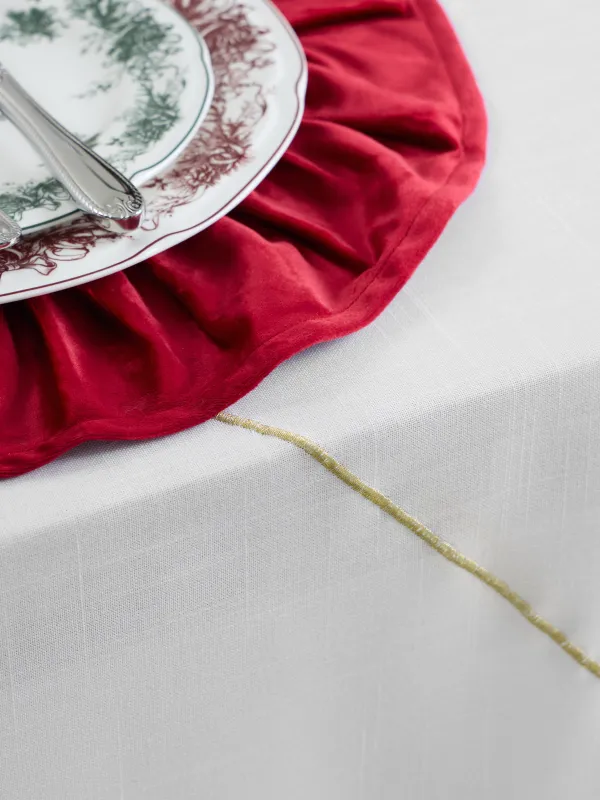 Tablecloth, 170x250 cm, polyester, white, Golden lines, Revival gold, image-2