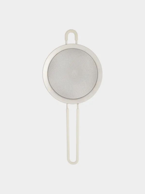 Strainer, 20 cm, with handle, steel / silicone, beige, Tammy