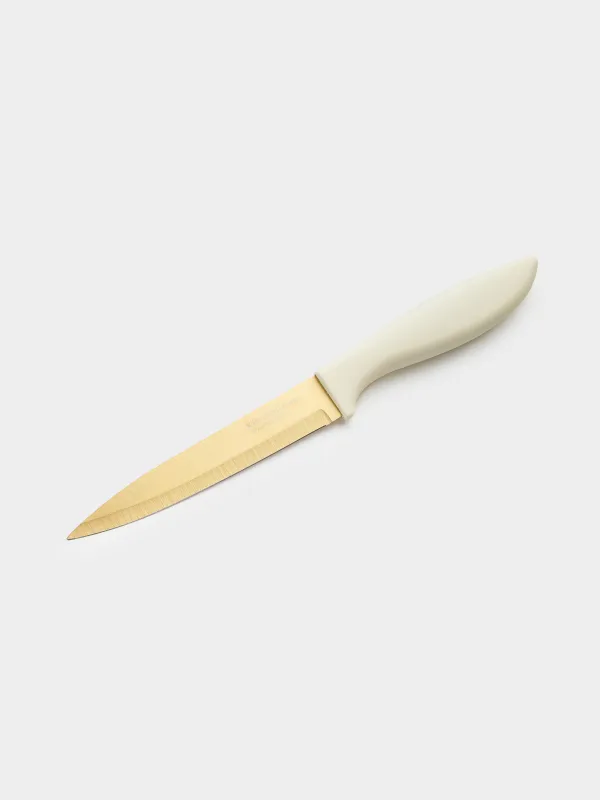 Slicing knife, 13 cm, with case, steel / plastic, milky gold, Regular gold, image-3