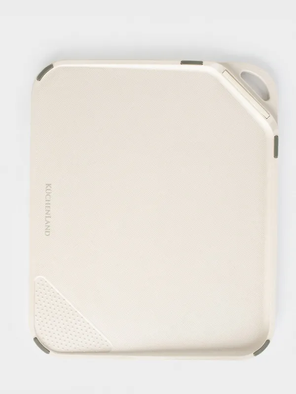 Cutting board, 23x28 cm, with sharpener / garlic grater, plastic, beige, Soft kitchen, image-0