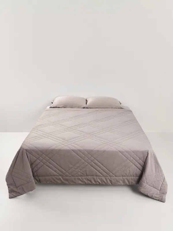 Bedspread, 220x240 cm, quilted, velvet/microfiber, gray-purple, Rhombuses, Stitch velvet, image-4