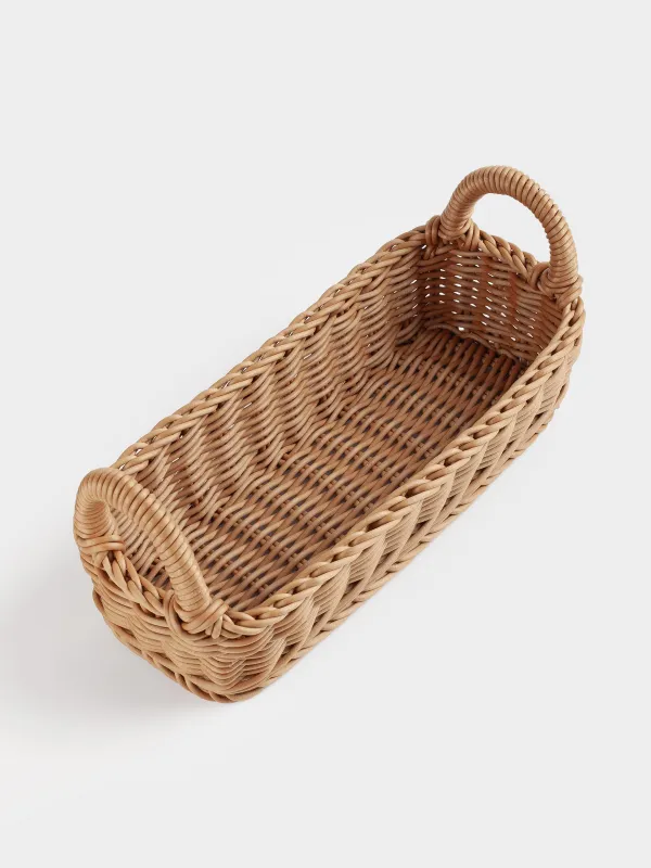 Grocery basket, 28x11 cm, with handles, rattan, rectangular, Brown, Twig, image-1