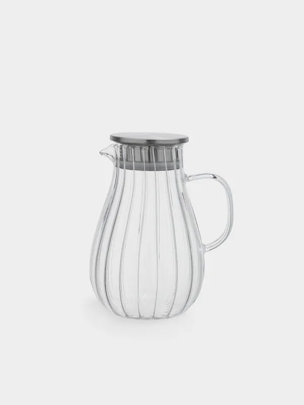 Jug, 1,8 l, with filter cap, used glass / steel, Camellia, image-0