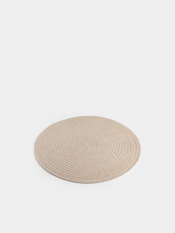 Placemat, 38 cm, Chenille, round, sand, Chenill, image-1