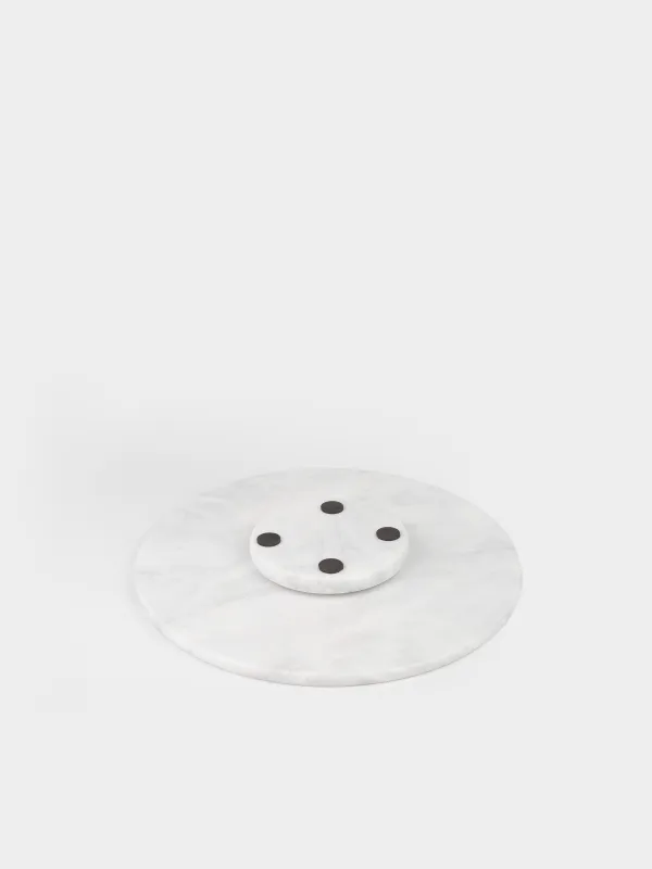 Serving dish, 30 cm, rotating, marble, white, Marble, image-4