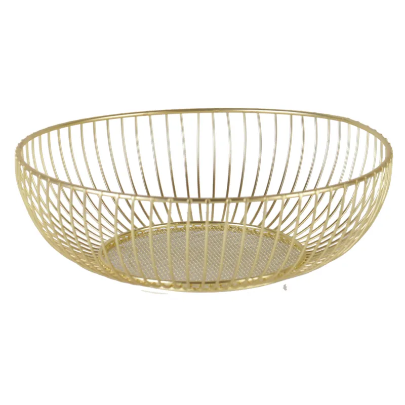Fruit basket, 25 cm, metal, golden, Twist gold, image-0