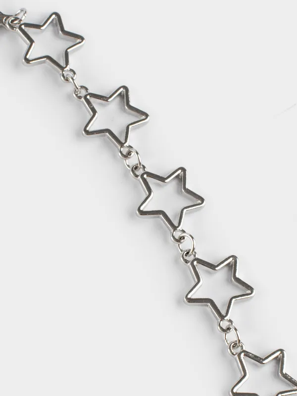 Chain, 43 cm, metal, Silver, Stars, Comete, image-4