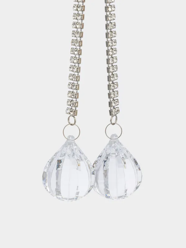 Christmas tree toy, 37 cm, plastic / metal, amber, Pendant with crystals and rhinestones, Ice crystal, image-1