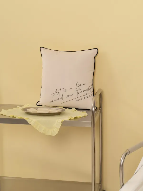 Decorative pillow, 45x45 cm, velvet, milky, Art is a line around your thoughts, Scroll, image-7