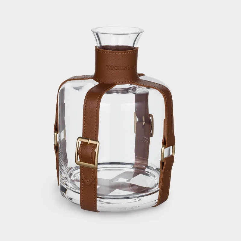 Decanter, 1,1 l, glass / PU leather, Clear devo, image-1