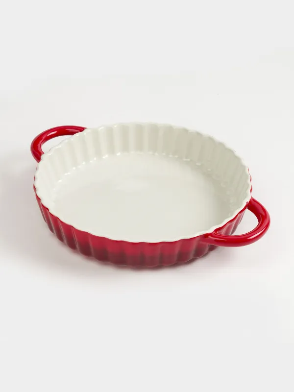 Baking dish, 28 cm, ceramic, round, burgundy, Gradient, Cakes gradient, image-2