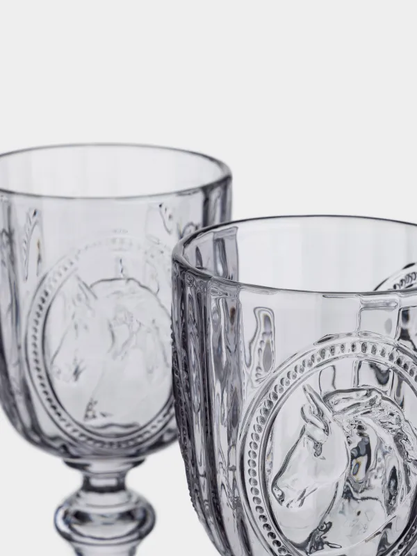 Goblet glass, 280 ml, 2 pcs, glass, Horse, Clear pattern, image-3