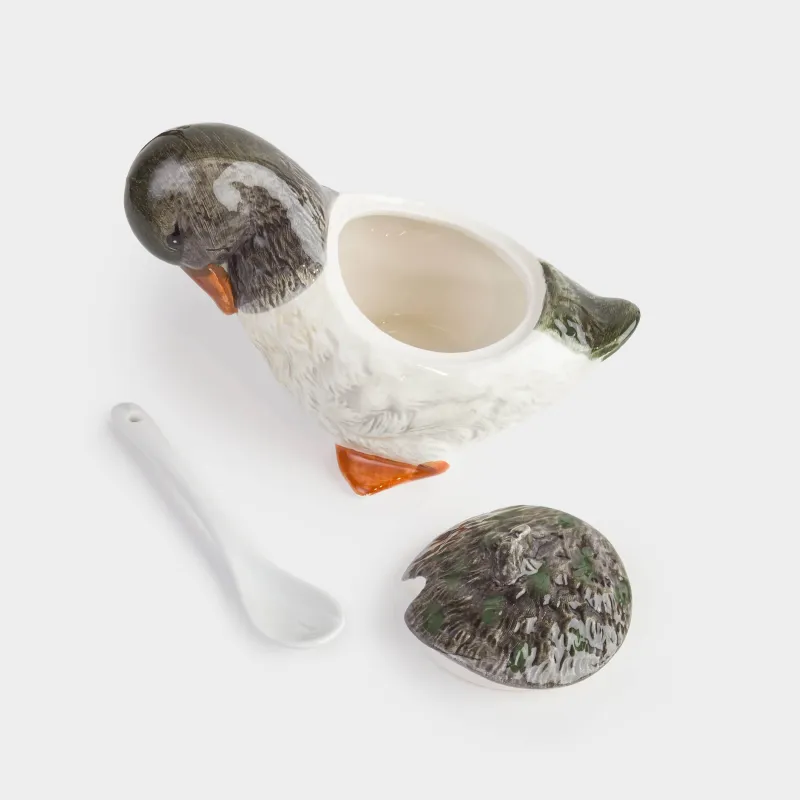 Sugar bowl, 10 cm, 220 ml, with spoon, ceramic, Duckling, Duck, image-5