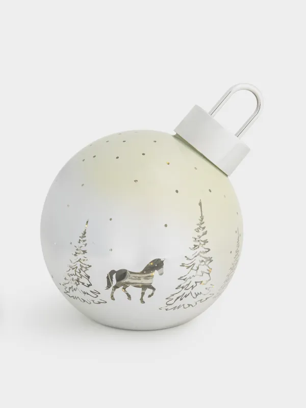 Statuette, illuminated, 19 cm, glass, silver, Ball with horse, Silver style, image-0