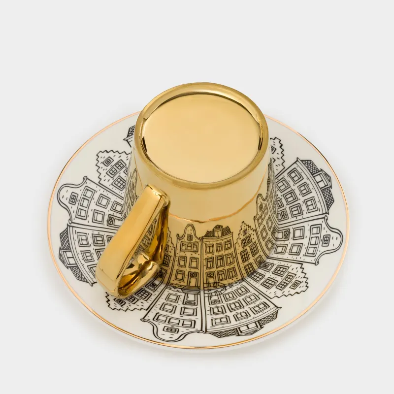 Tea pair, 1 person, 2 items, 300 ml, porcelain P, white and gold, Home, House built, image-5