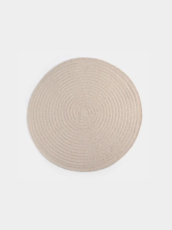 Placemat, 38 cm, Chenille, round, sand, Chenill, image-0