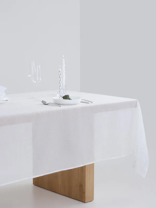 Tablecloth, 160x160 cm, polyester, white, Silver spray, Heaven silver, image-5