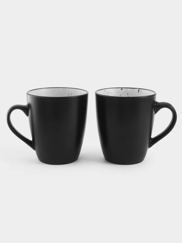 Mug, 350 ml, 2 pcs, ceramics, black and white, speckled, Isernia, image-1