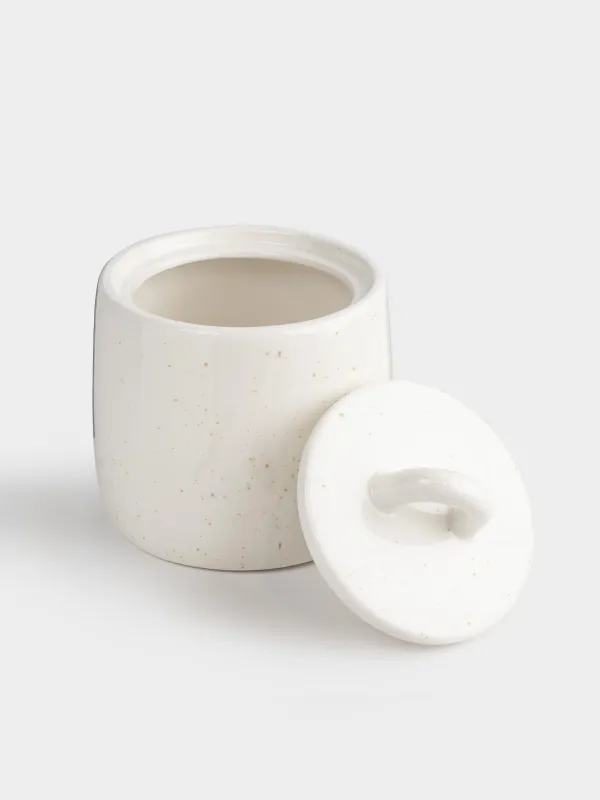 Storage container, 12x13 cm, 750 ml, ceramic, milky, speckled, Delicia, image-2
