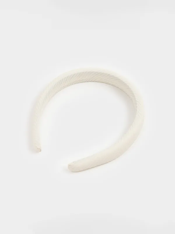Hair band, 14x16 cm, Polyester / plastic, Beige, Lines, Basic, image-1