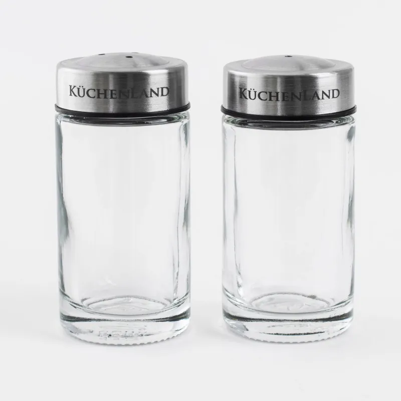 Salt and pepper set, 7 cm, glass/steel, Classic
