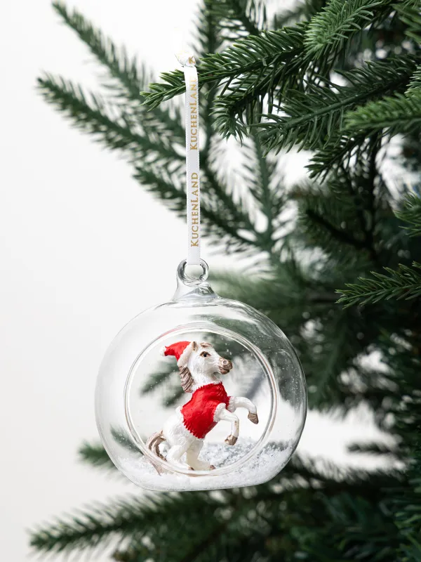 Christmas tree toy, 8 cm, glass / polyresin, Horse in a ball, Ball shape, image-2