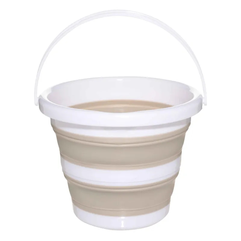 Foldable bucket, 5 l, plastic / rubber, grey-beige, Foldaway