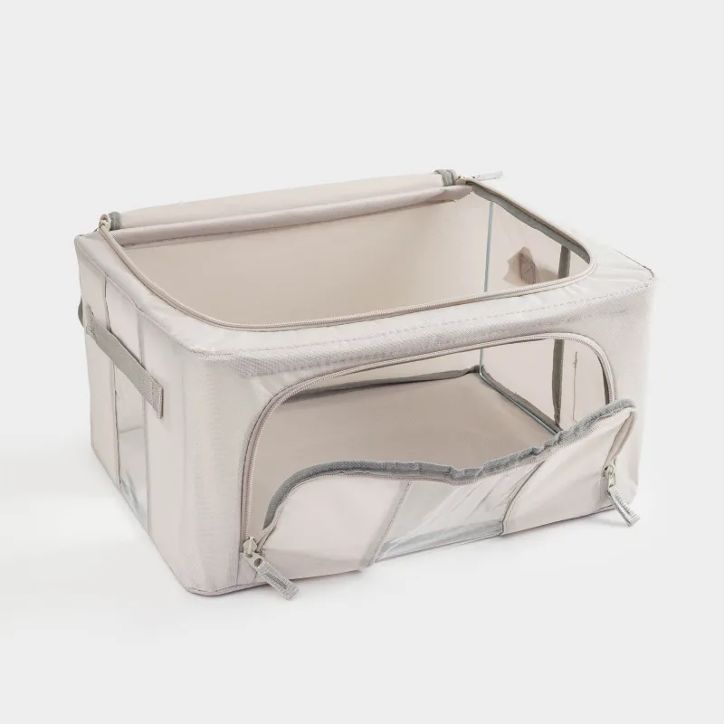 Organizer-box for things, 40x30x20 cm, with zipper, oxford, gray, Pedant, image-6