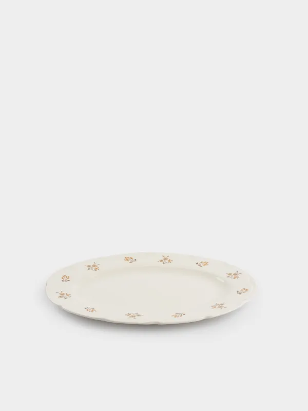 Dish, 35x25 cm, porcelain N, white, oval, Vintage flowers, La flore, image-0