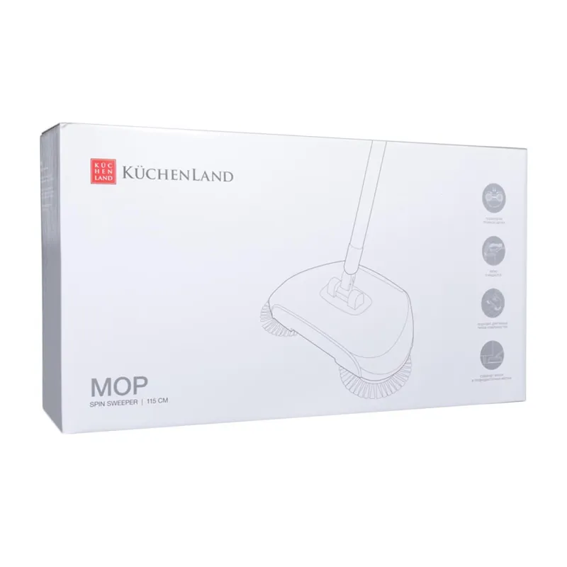 Waste collector brush, 115 cm, mechanical, plastic / steel, grey-white, Mop, image-3