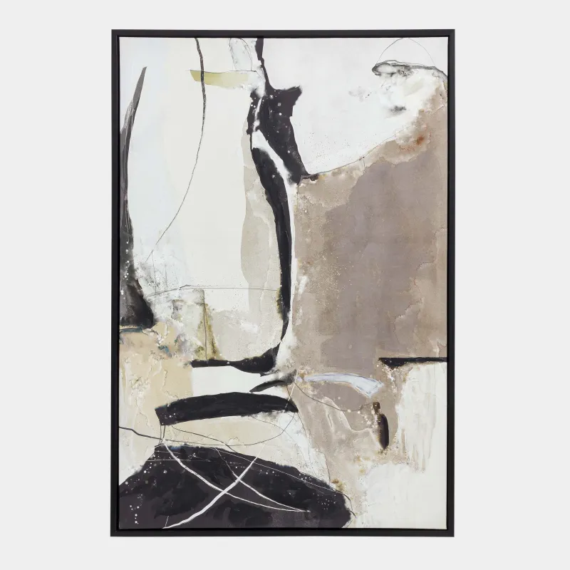 Framed painting, 80x120 cm, canvas, brown and black, Abstract, image-0