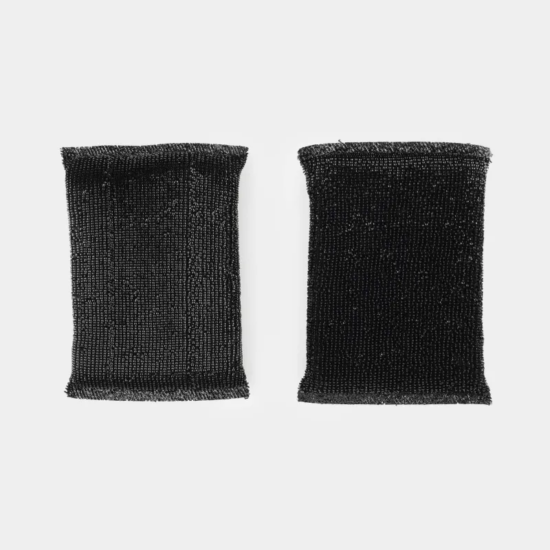 Dishwashing sponge, 13x9 cm, 2 pcs, polyester/steel/foam rubber, black, Black clean