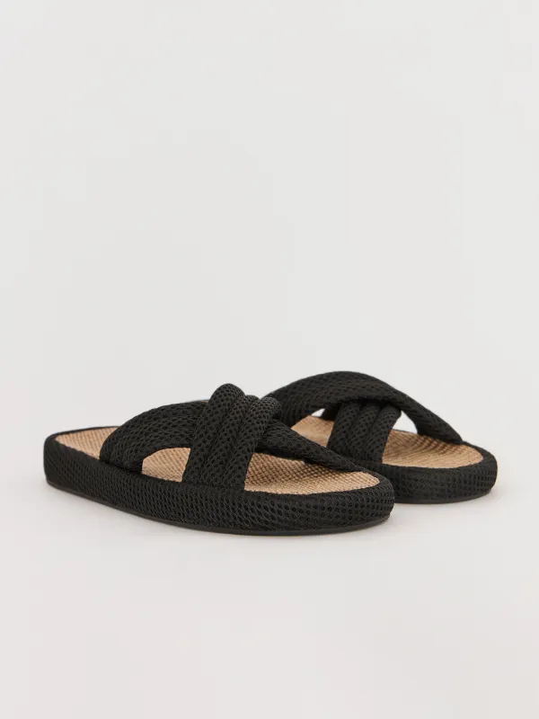 Women's slippers, homewear, size 36-37, polyester, brown, Walk X, image-2