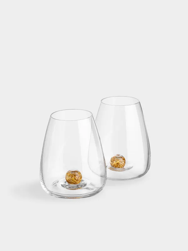 Glass, 11 cm, 460 ml, 2 pcs, crystal glass, Amber ball, Sorento, image-1