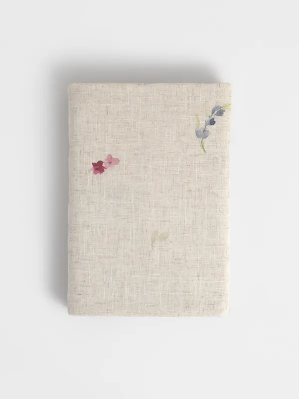 Tablecloth, 170x250 cm, polyester / linen, beige, Flowers, Colorful flowers, image-7