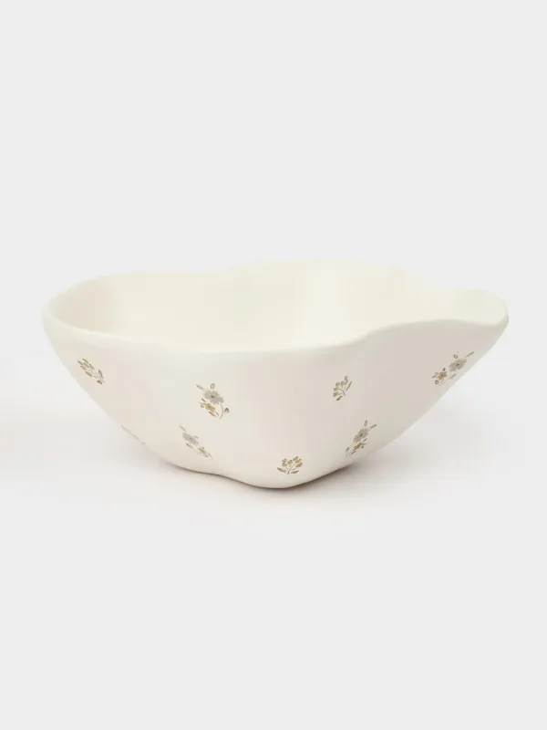 Bowl, 13x5 cm, ceramic, milky, Vintage flowers, La flore, image-0