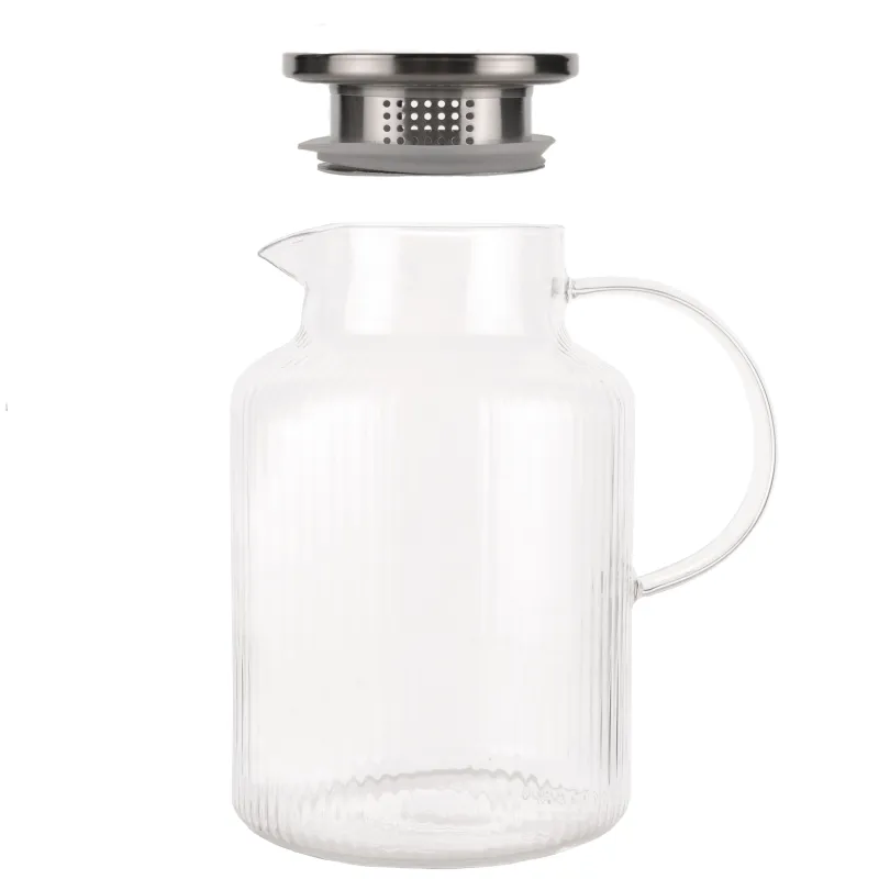 Jug, 1,7 l, with filter cap, used glass / steel, Ribby, image-1