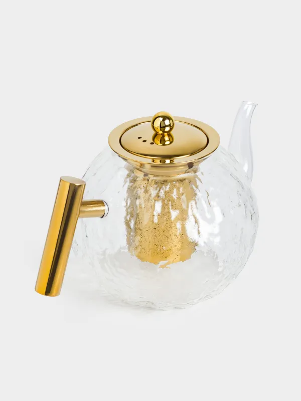 Teapot, 1,4 l, glass B/steel glass, golden, Glacial gold, image-1