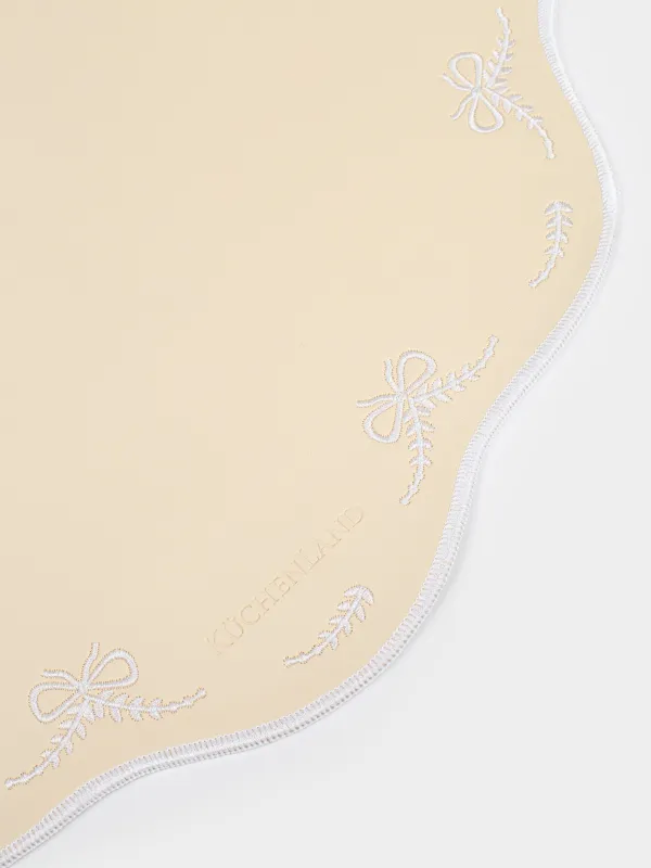 Placemat, 30x40 cm, PVC / polyester, shaped, light yellow, Bows, Rock embroidery, image-2