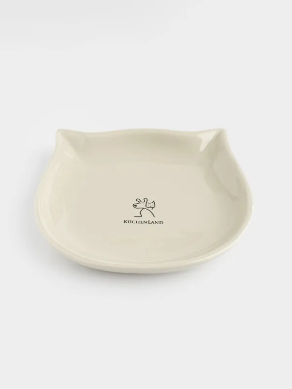 Pet bowl, 14x13 cm, 100 ml, flat, ceramic, grey, Cat, Whiskers, image-2