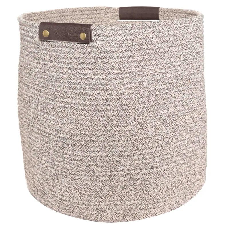 Laundry storage bag, 38x34x36 cm, with handles, cotton / polyester, Oval, Brown, Twine