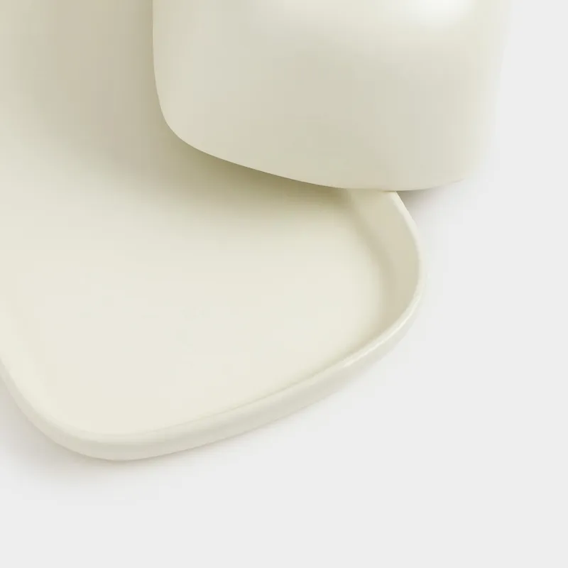 Butter dish, 18 cm, ceramic, rectangular, beige, Laneri, image-1