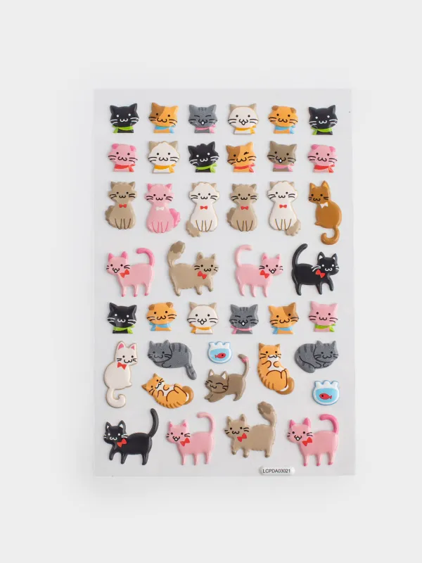 Sticker set, 19x10 cm, 40 pcs, disposable, PVC, Cats, Cat, image-0