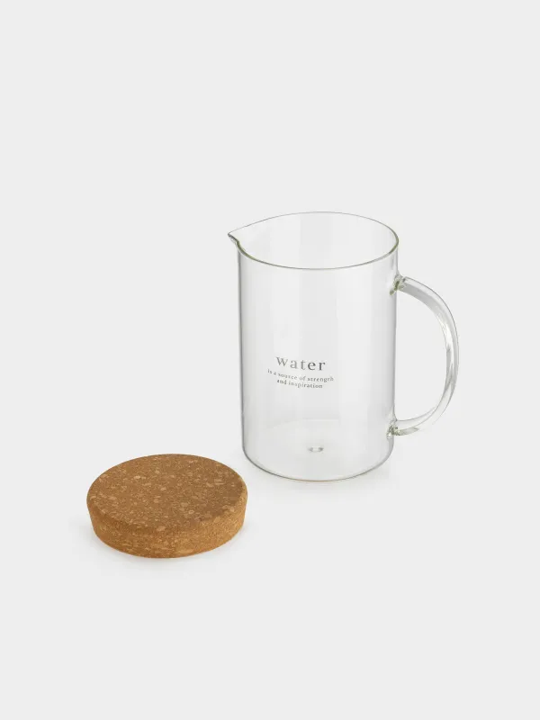 Jug, 1,7 l, with lid, glass B/cork, Clear font, image-3