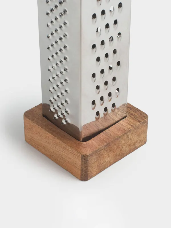 Grater, 23 cm, on a stand, four-sided, steel / plastic / wood, Galori, image-1