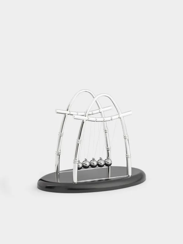 Anti-stress pendulum, 18х15 cm, plastic / steel, black, Newton's Cradle, Collection, image-1
