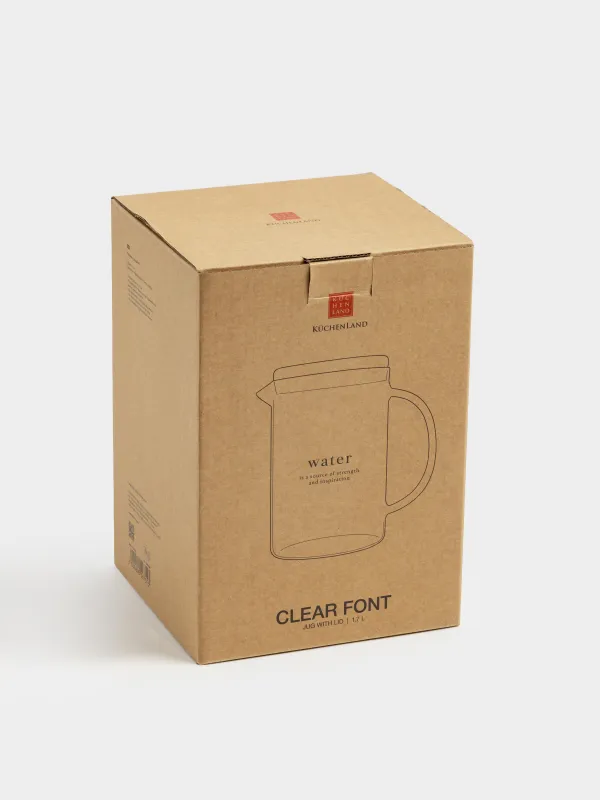 Jug, 1,7 l, with lid, glass B/cork, Clear font, image-4